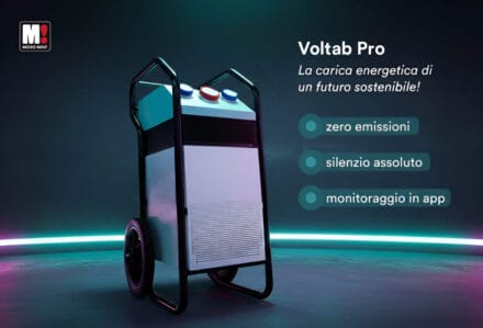Generatore portatile Voltab Pro con tecnologia a zero emissioni, silenzioso e controllabile tramite app, ideale per un futuro sostenibile.