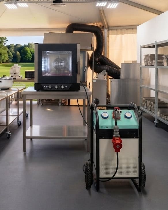 Apparecchiature industriali in un laboratorio di produzione alimentare con ventilazione e strumenti di controllo.