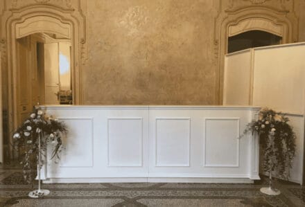 noleggio reception desk bancone bar juvarra 3 metri