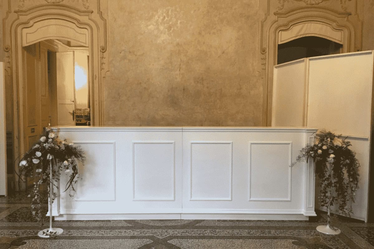 noleggio reception desk bancone bar juvarra 3 metri