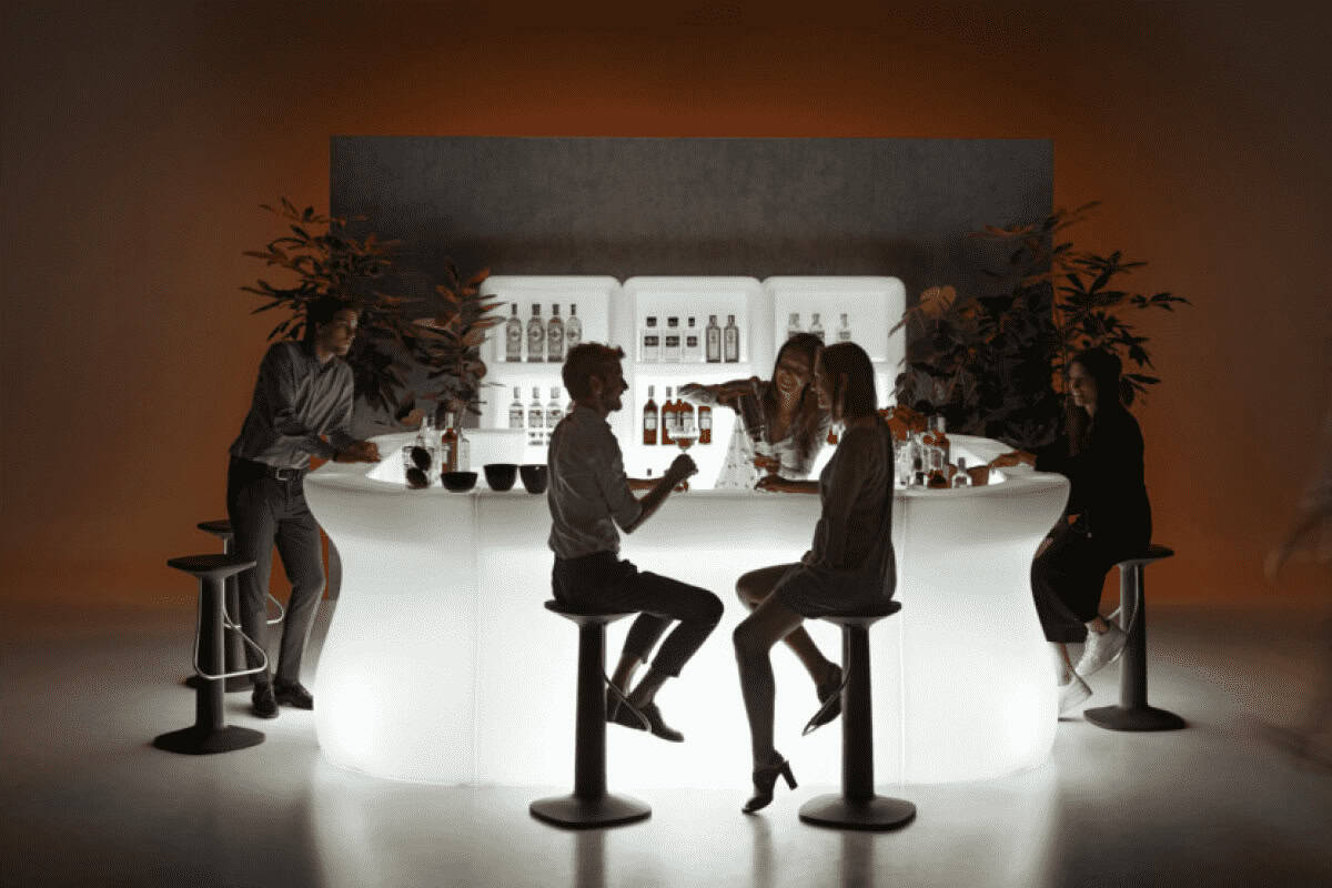 noleggio reception desk bancone bar bartolomeno dritto bianco luminoso