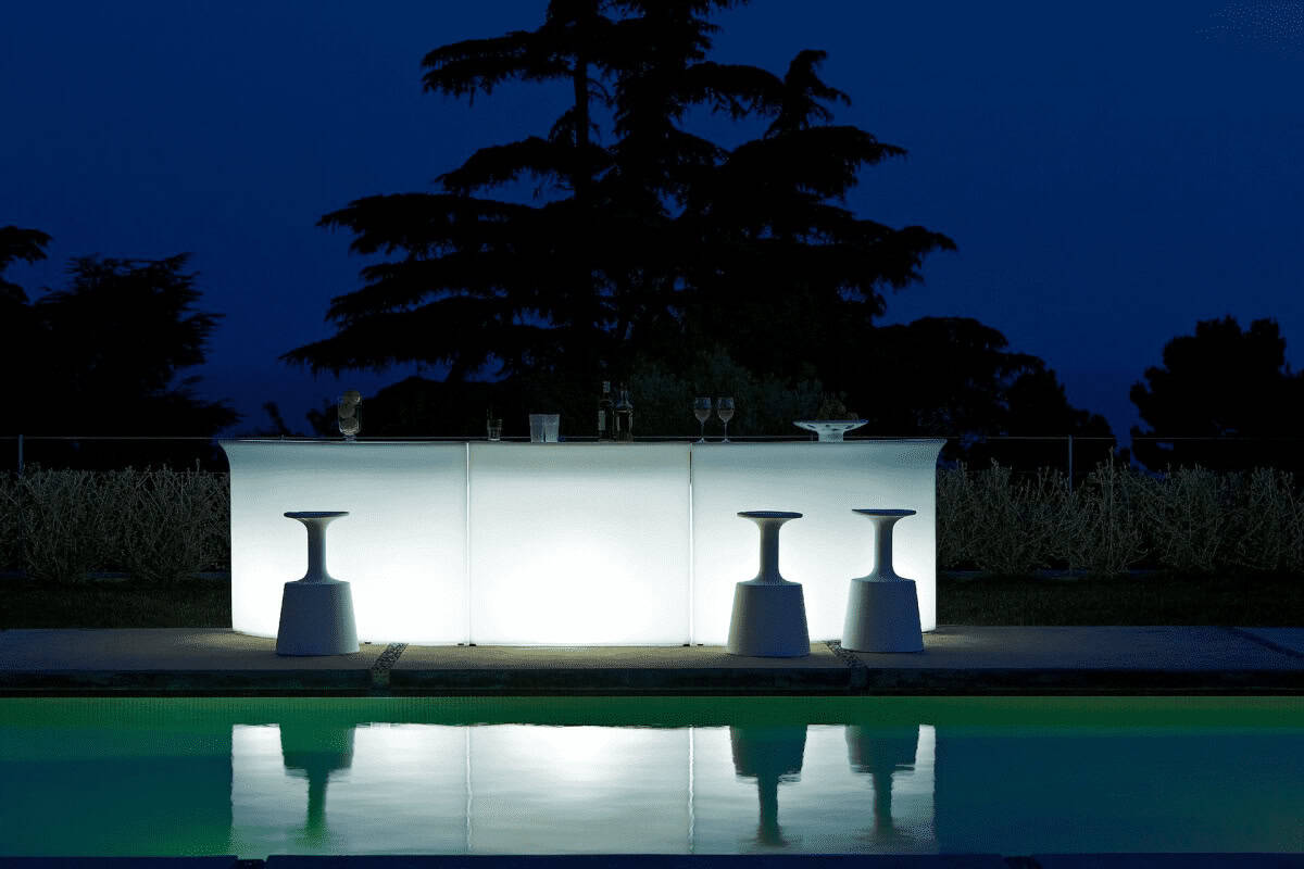 noleggio reception desk bancone bar dritto bianco luminoso