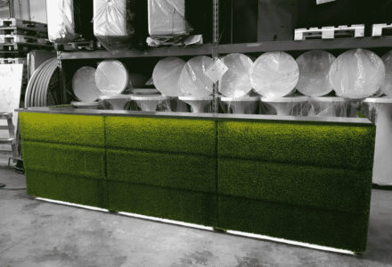 noleggio reception desk bancone erbanco angolare