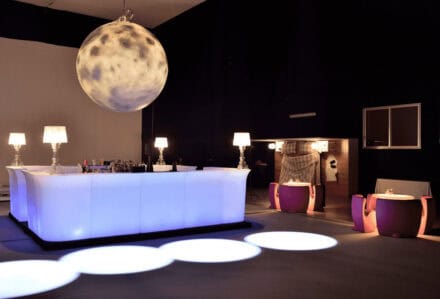 noleggio reception desk bancone bar jumbo bar luminoso per esterno
