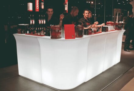 noleggio reception desk bancone bar jumbo bar luminoso per esterno
