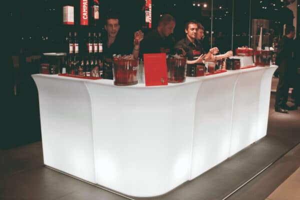 noleggio reception desk bancone bar jumbo bar luminoso per esterno