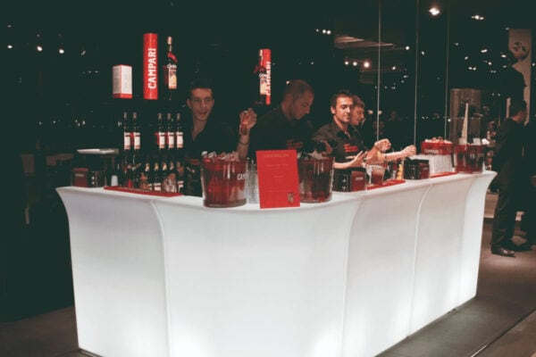 noleggio reception desk bancone bar jumbo bar luminoso per esterno